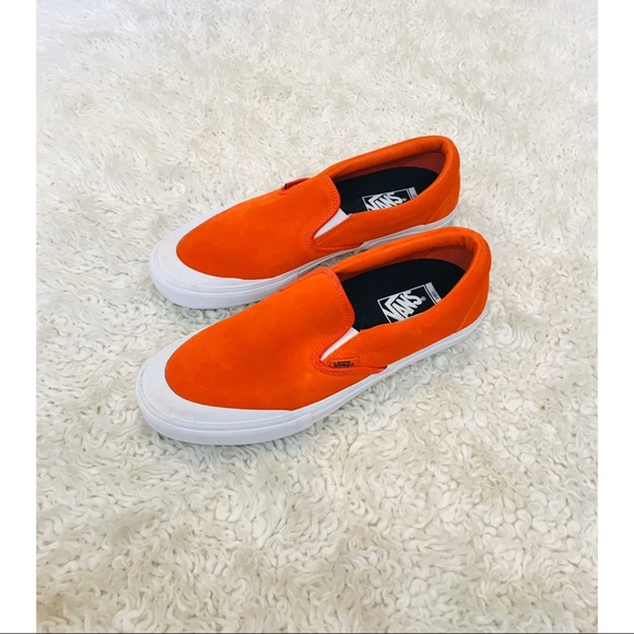 vans orange slip ons